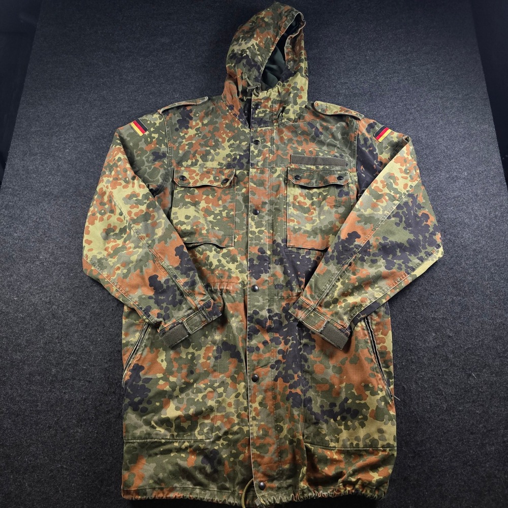 German Army Flecktarn Camo Parka Bundeswehr Military Field Jacket Hooded Men's